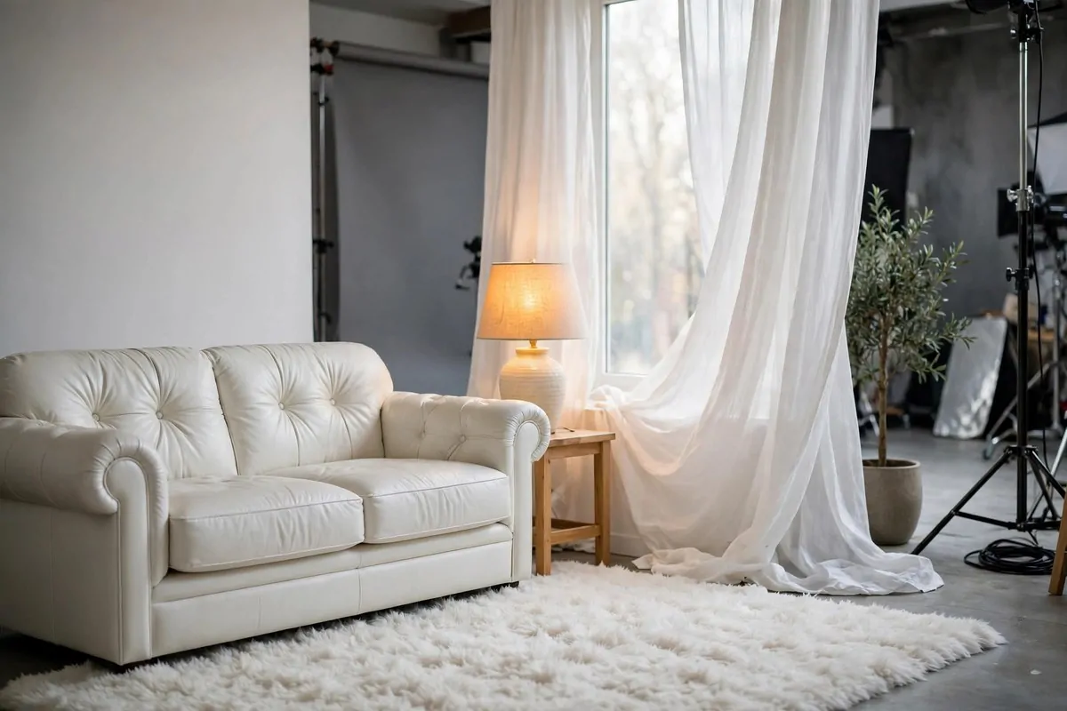 Light and bright living room studio set for Maternity Photo Studio Ideas