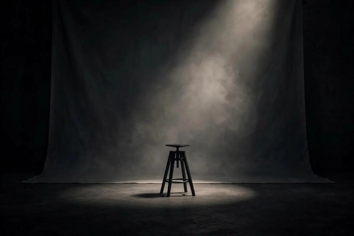 Dark dramatic backdrop with single spotlight for Maternity Photo Studio Ideas