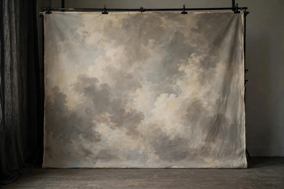 Hand-painted fine art canvas backdrop for Maternity Photo Studio Ideas