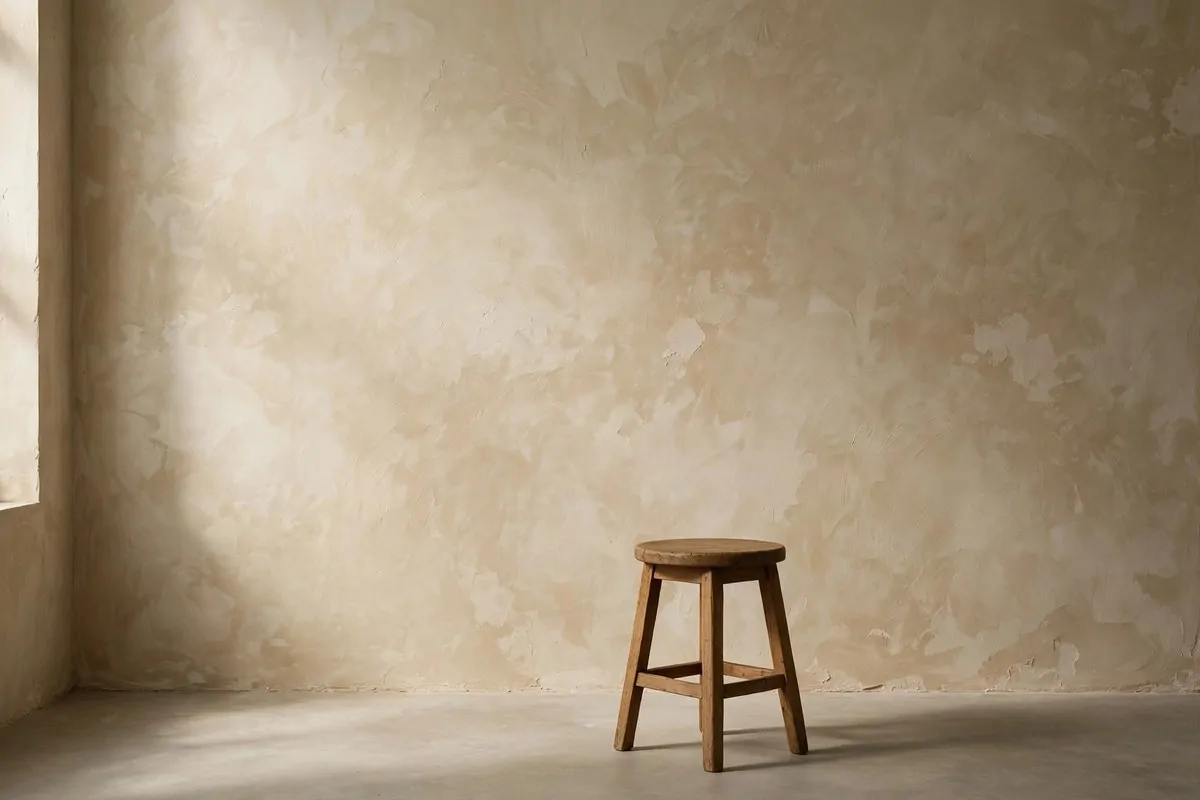Bone beige textured plaster studio wall for Maternity Photo Studio Ideas