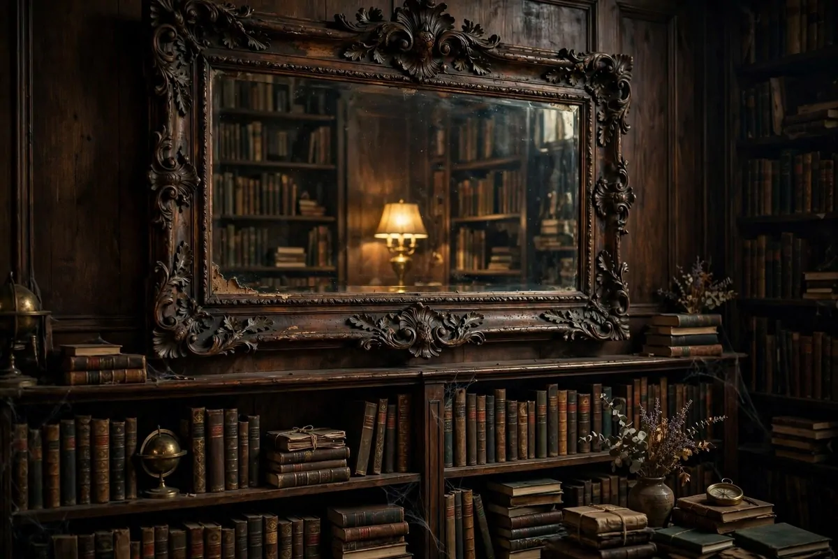 19 Moody Library Inspiration Looks With Dark Academia Vibes 14 Old handwritten letters and vintage paper framed on a moody library wall
