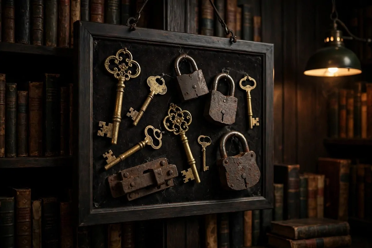 19 Moody Library Inspiration Looks With Dark Academia Vibes 18 Dark book mural wallpaper with painted old library shelves and a real wooden reading chair in front