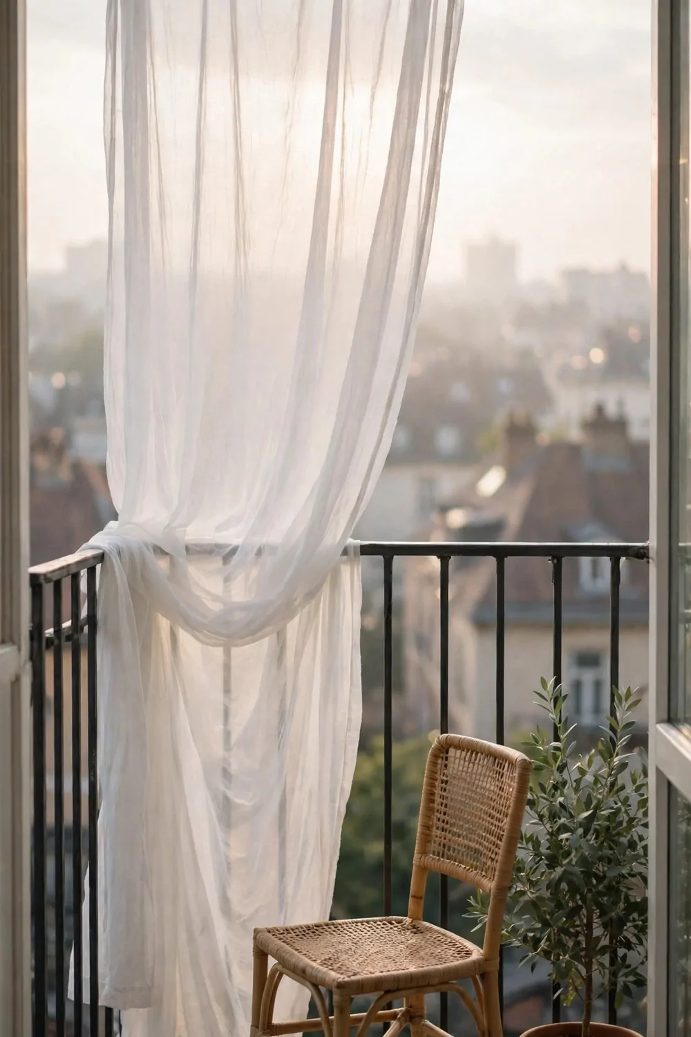 19 Small Photo Studio Setups That Still Look Professional 11 A small balcony photo studio with a sheer curtain, a chair and soft morning light