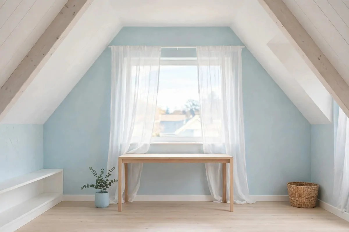 20 Attic Office Ideas That Turn Dusty Corners Into Dream Workspaces 15 Light and airy attic office in white and pastel tones