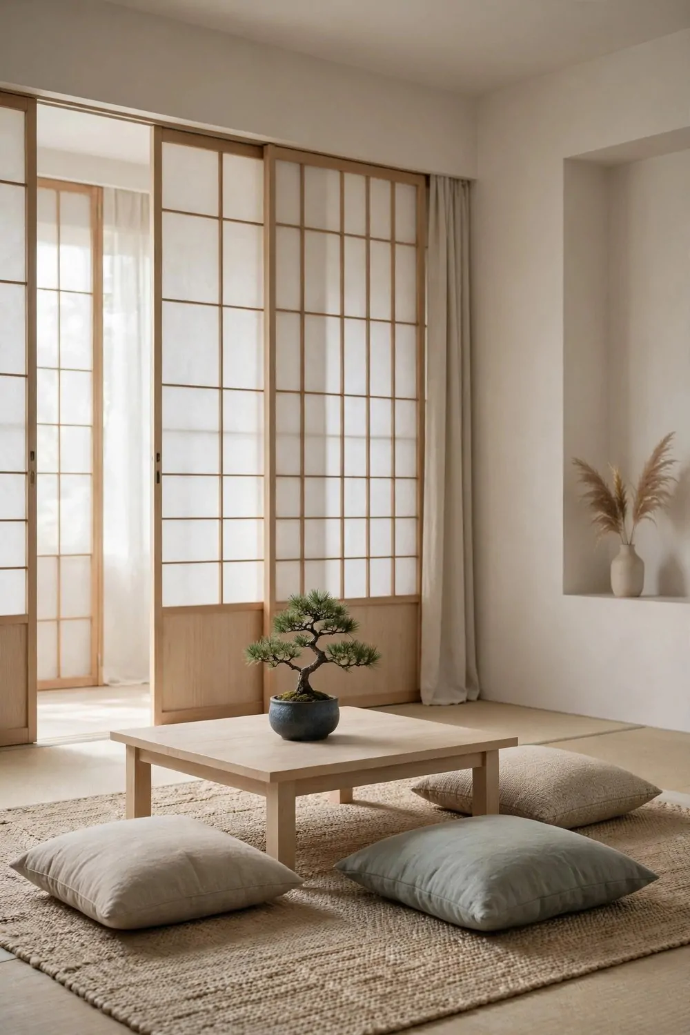 20 Design Studios That Prove Workspaces Can Be Beautiful 6 A minimal Japanese-inspired studio with a low wood table, floor cushions and shoji-style screens