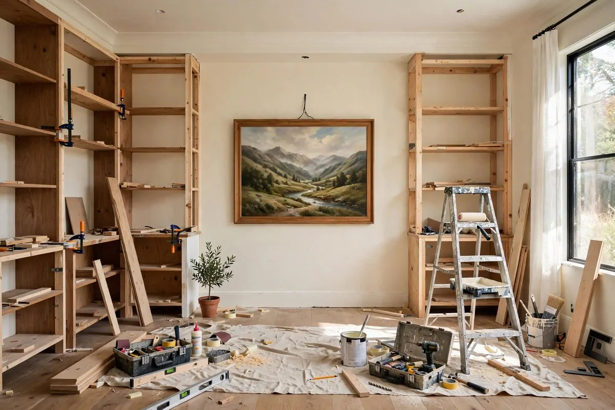 Large framed art sized two thirds the width of the console table below it