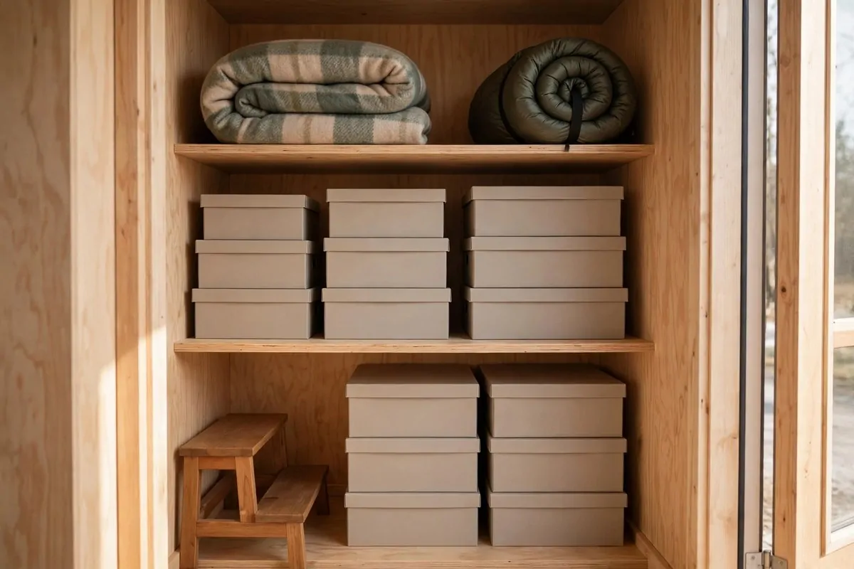 20 Tiny House Living Habits for Life in Under 400 Square Feet 16 Small deck with folding chairs, a steaming mug and string lights