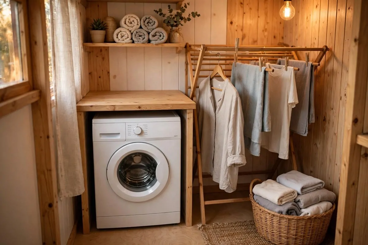 20 Tiny House Living Habits for Life in Under 400 Square Feet 19 Organized kitchen cabinet with zoned shelves, bins and spice jars