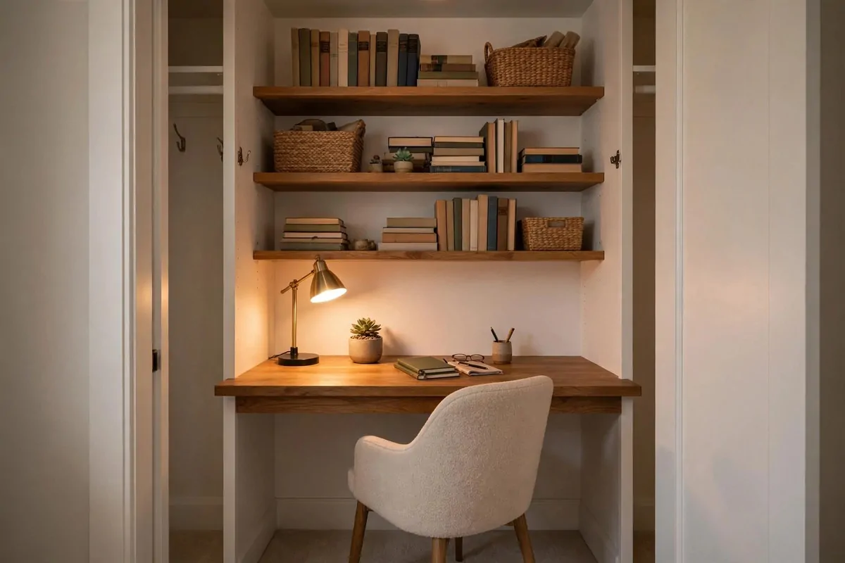 21 Closet Office Ideas That Turn Wasted Space Into a Workspace