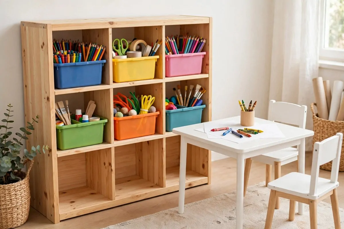 Kids art corner with TROFAST storage and small table