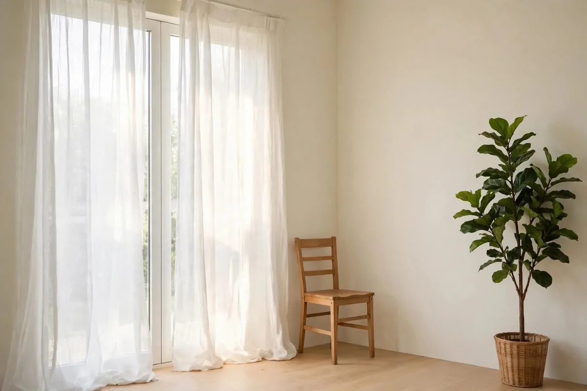 Soft window light corner for Wedding Photo Studio Ideas: tall window with sheer curtains and a vintage chair