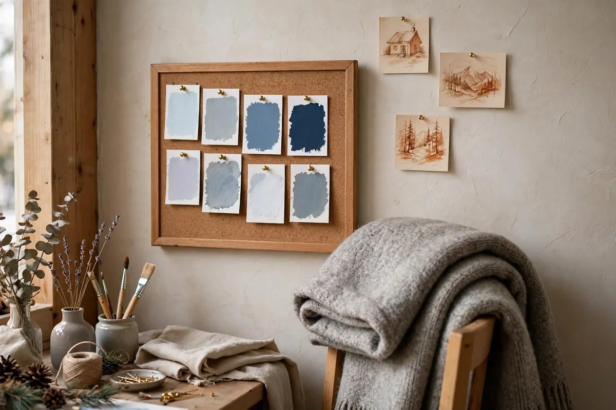 22 Cozy Art Studio Ideas for Long, Happy Creative Days 20 Seasonal swap board in an art studio