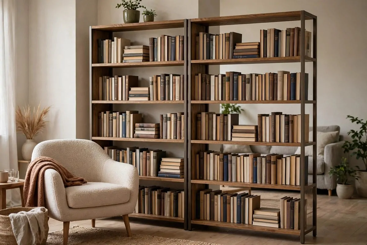 22 Home Library Ideas Cozy Enough to Get Lost In 22 Tall double-sided bookshelf used as a room divider
