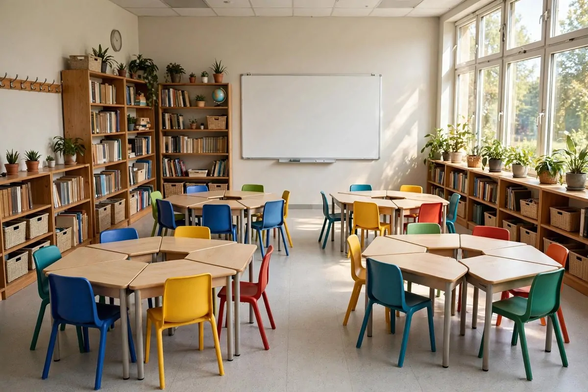 23 Classroom Set up Ideas for a Fresh School Year 1 A classroom with student desks arranged in small clusters for group work