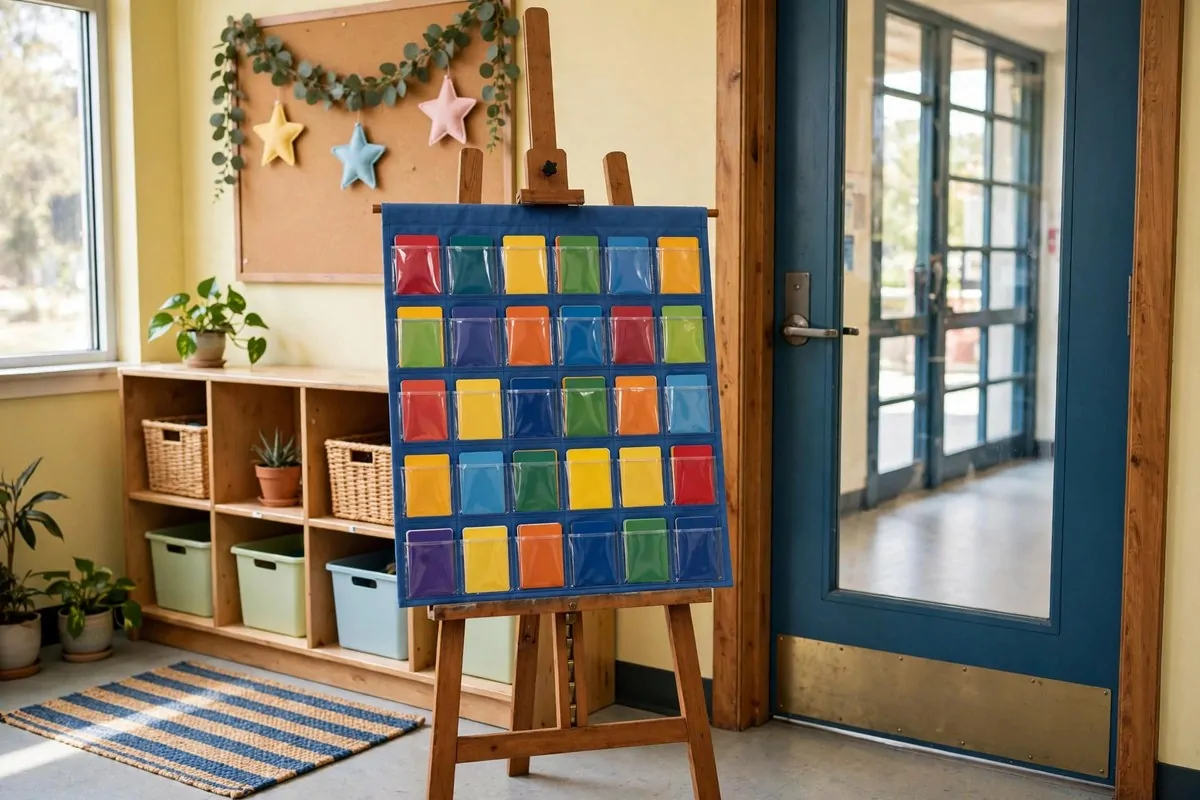 23 Classroom Set up Ideas for a Fresh School Year 19 A pocket chart station on an easel near a classroom door