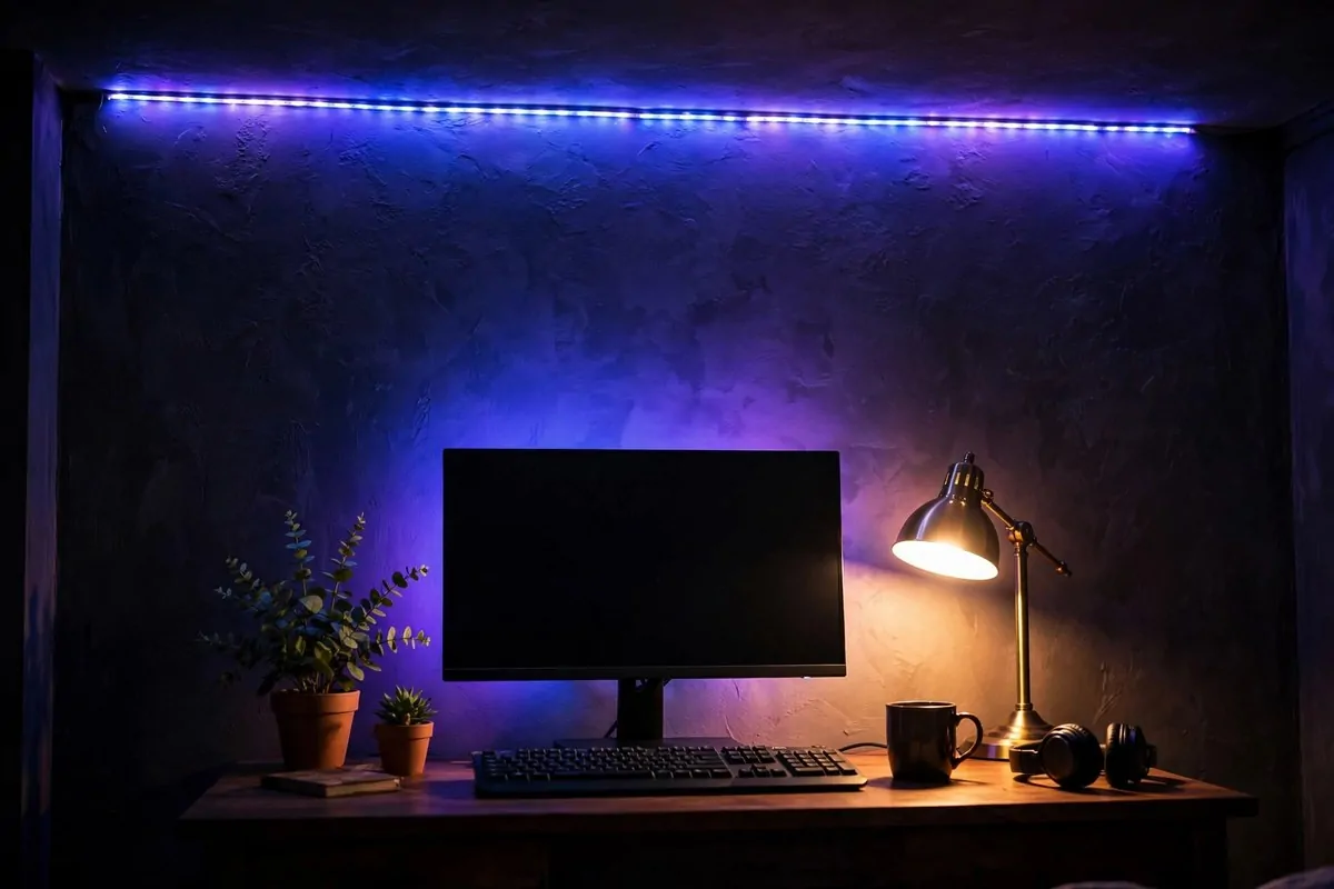 23 Content Creator Room Ideas for Filming at Home 2 The LED Strip Accent Wall