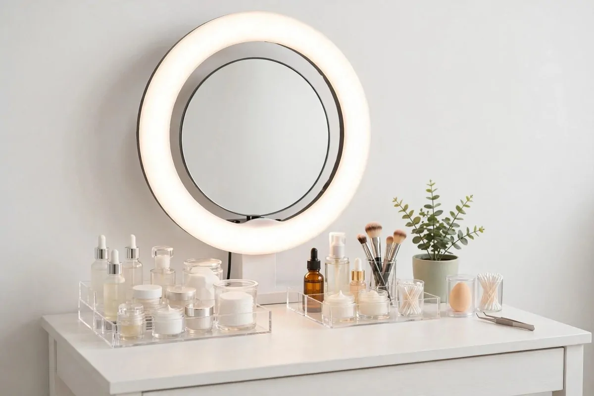 23 Content Creator Room Ideas for Filming at Home 10 The Ring Light Beauty Station