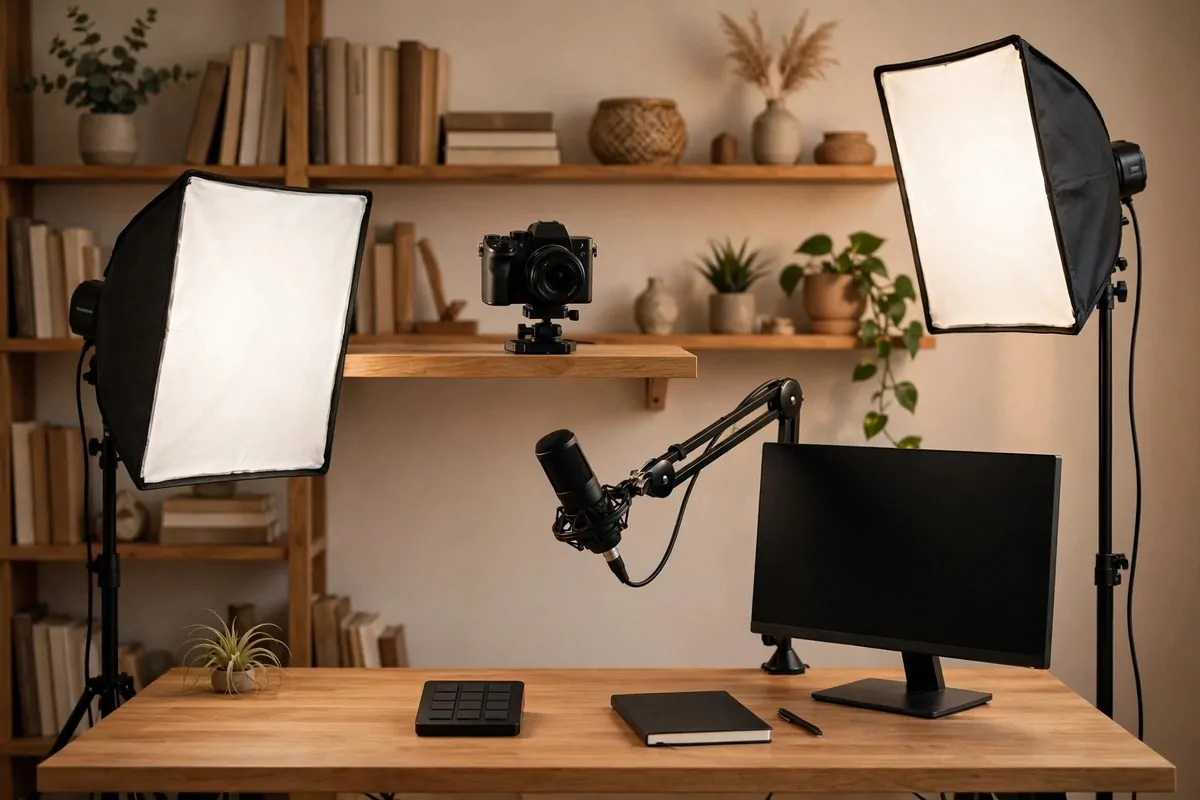 23 Content Creator Room Ideas for Filming at Home 23 23. The One-Touch Recording Desk