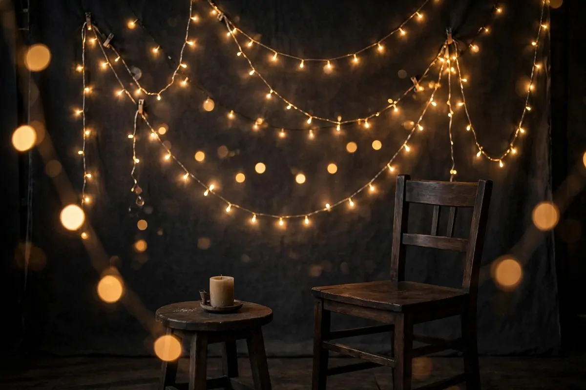 23 Family Photo Studio Ideas for Portraits You’ll Treasure 6 Fairy lights glowing backdrop for Family Photo Studio Ideas
