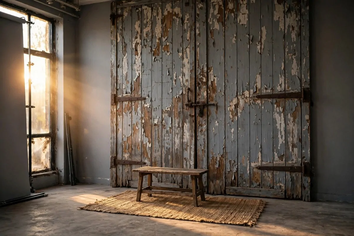 23 Family Photo Studio Ideas for Portraits You’ll Treasure 12 Rustic barn door backdrop for Family Photo Studio Ideas