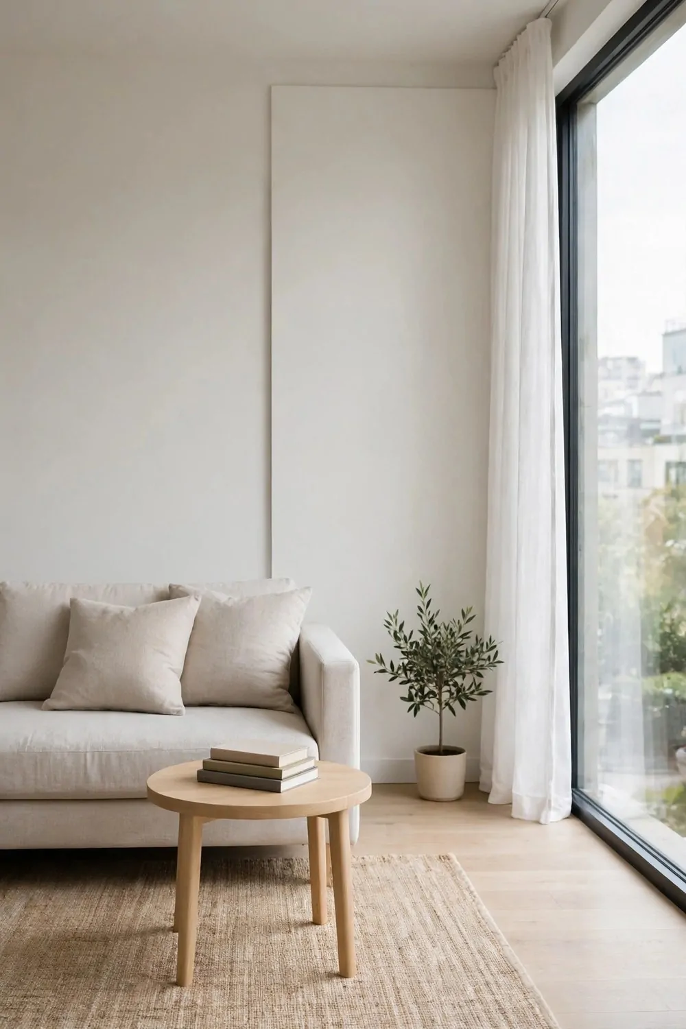 23 Studio Living Tricks for Making One Room Feel Like Many 22 A calm uncluttered studio apartment with few belongings and clear surfaces