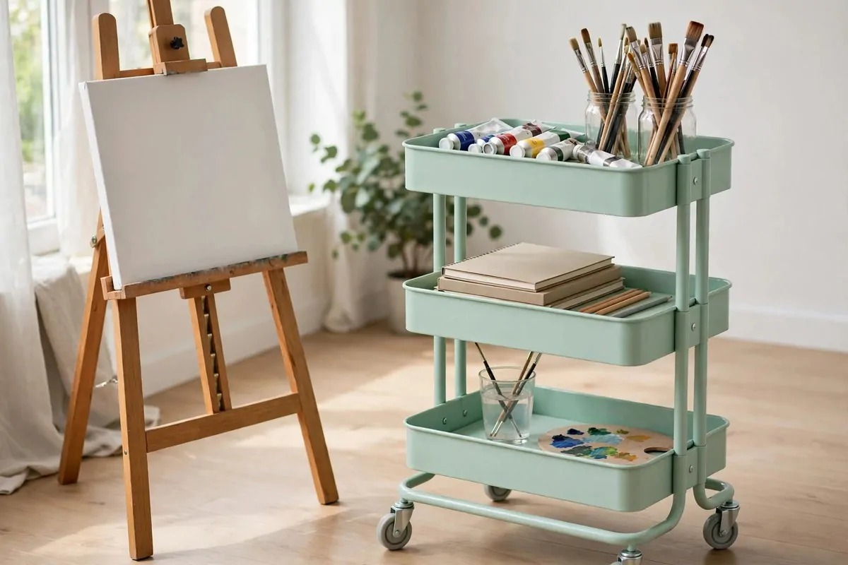 Brushes standing upright in mason jars