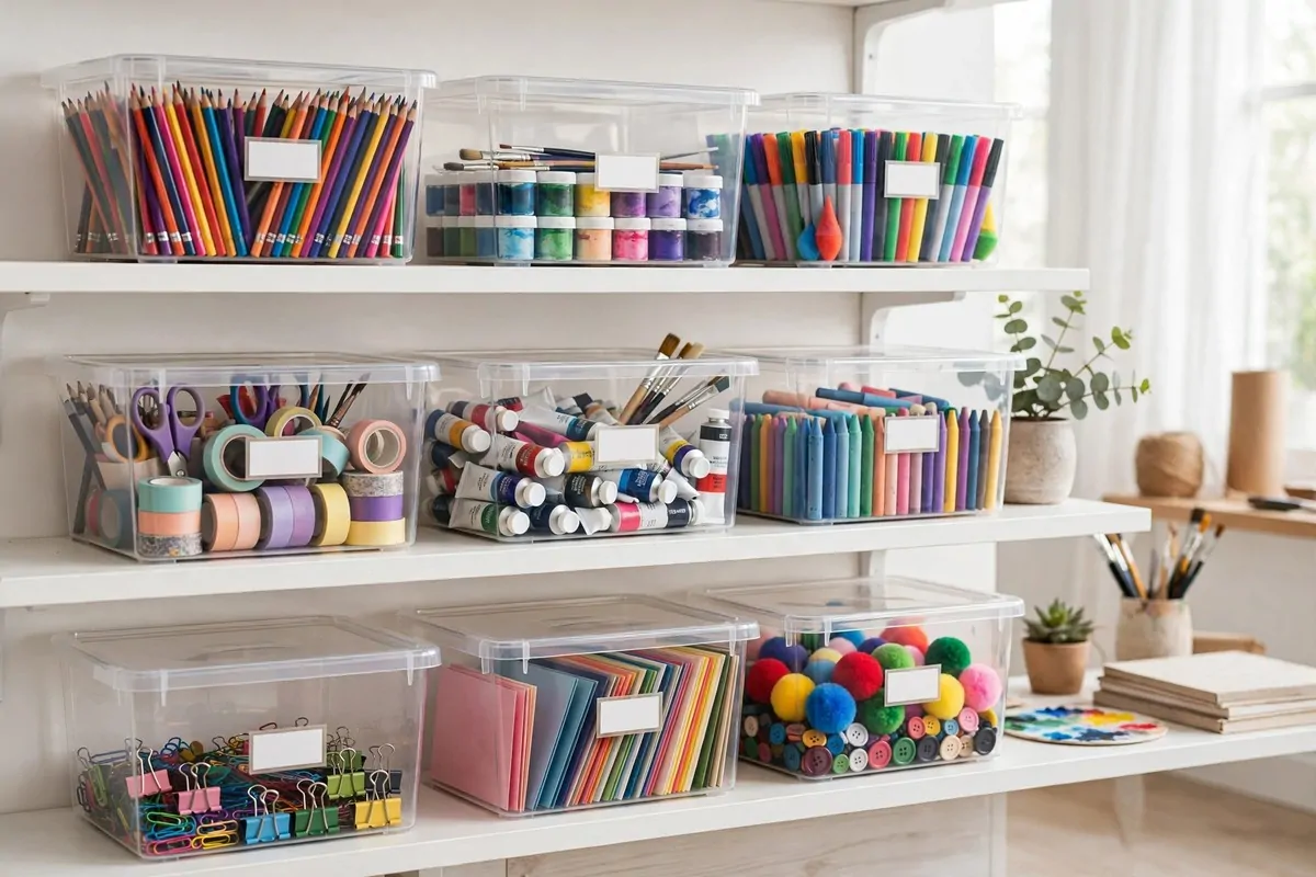 Clear stackable storage bins