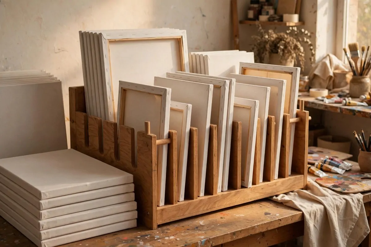 Spice racks holding small paint pots