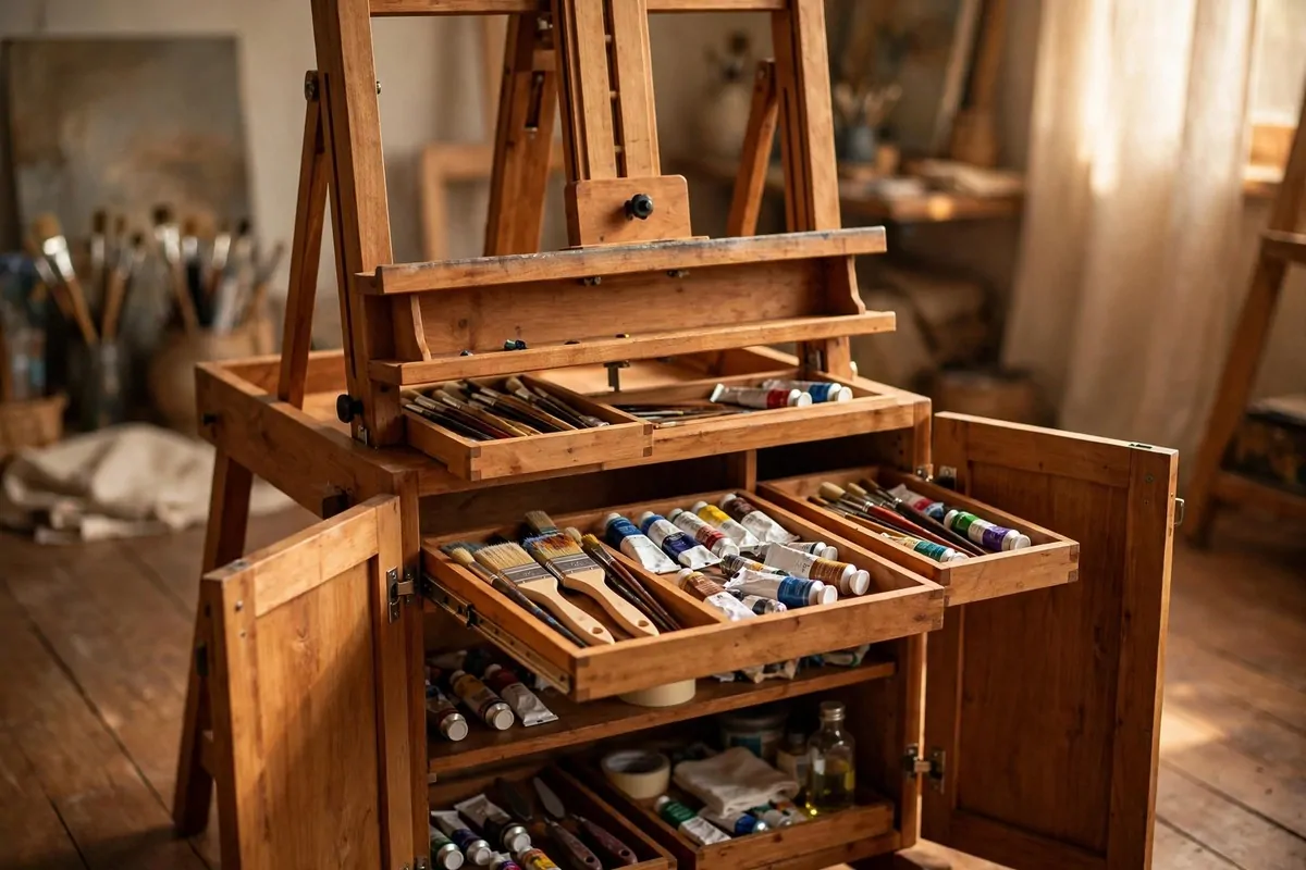 Messy and clean studio work zones
