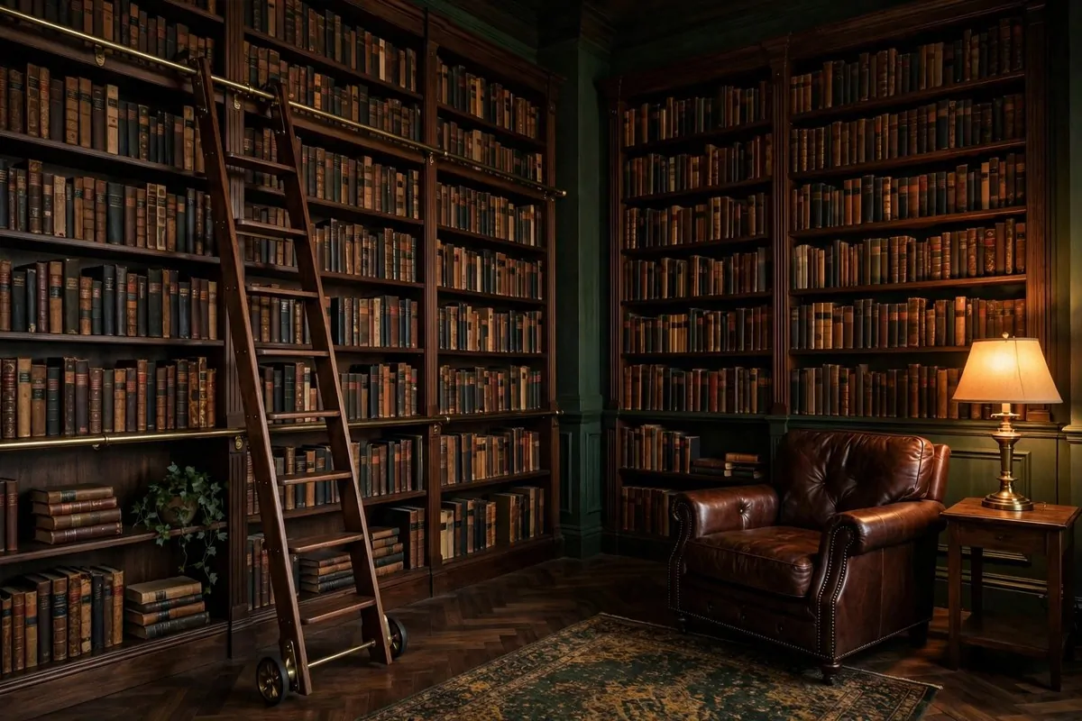 24 Home Library Aesthetic Looks You'll Want to Save 1 Home library with deep forest green walls and dark wood bookshelves