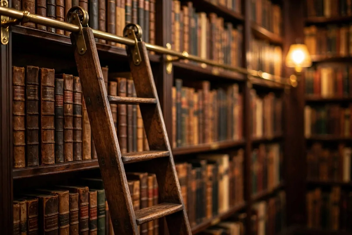24 Home Library Aesthetic Looks You'll Want to Save 3 Emerald velvet armchair with plaid blanket in a cozy library corner