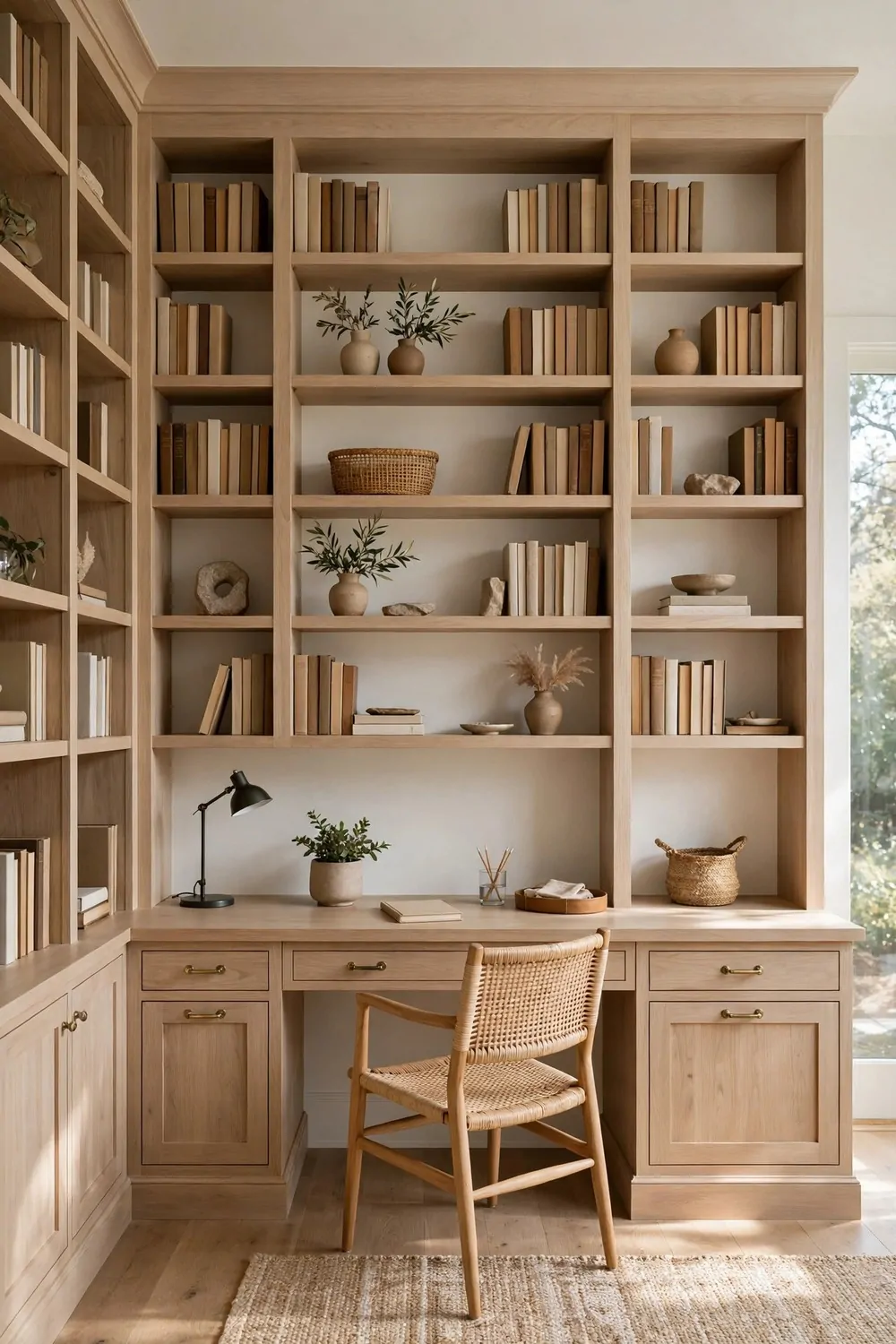 24 Home Office Interior Design Tricks Designers Swear By 13 Wall-to-wall bookcases and a desk fitted neatly together with trim details that look built in