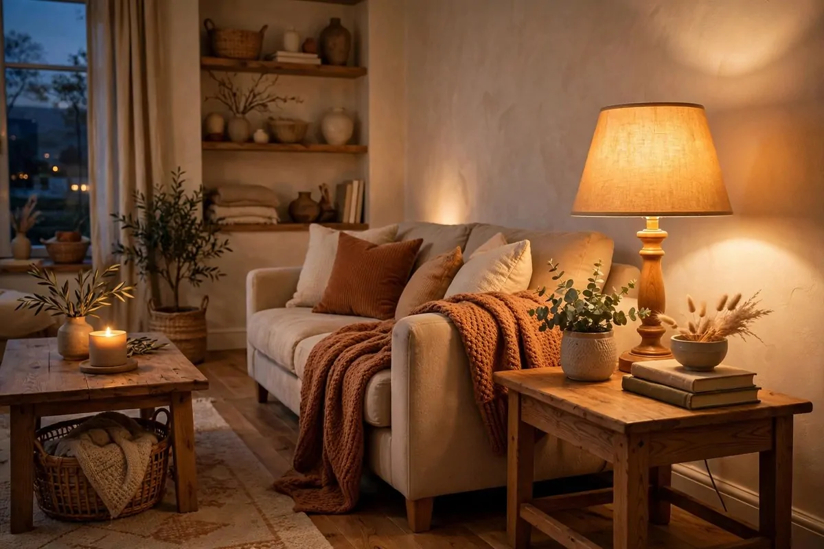 25 Home Design Ideas Designers Swear By 10 Warm glowing living room at dusk with soft golden light from lamps