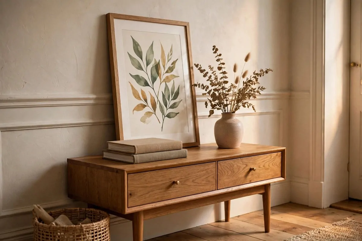 25 Home Design Ideas Designers Swear By 22 Styled console table vignette with framed art, coffee table books and a ceramic vase