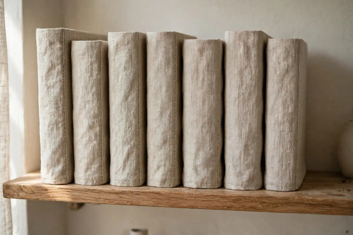 25 Home Library Decor Touches That Make Books Look Beautiful 25 Paperbacks slipped into handmade fabric book covers