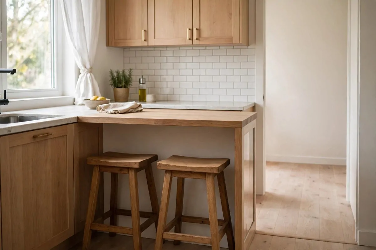 25 Small Kitchen Ideas You'll Wish You Knew Sooner 12 Backless stools tucked neatly under a small kitchen counter