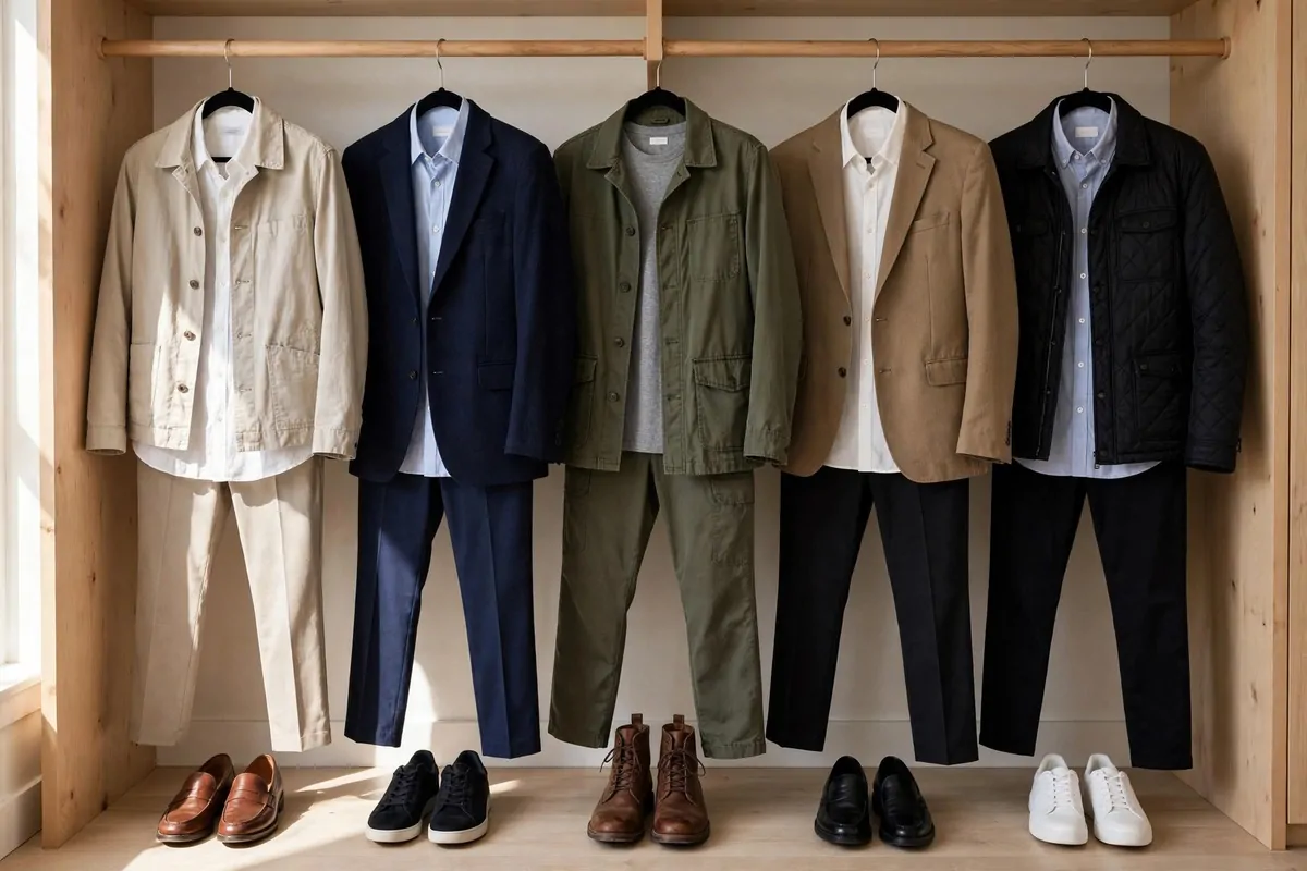 26 Closet Organization Ideas That Make Mornings So Much Easier 17 Closet rod section with five complete outfits hung together on matching hangers for the week