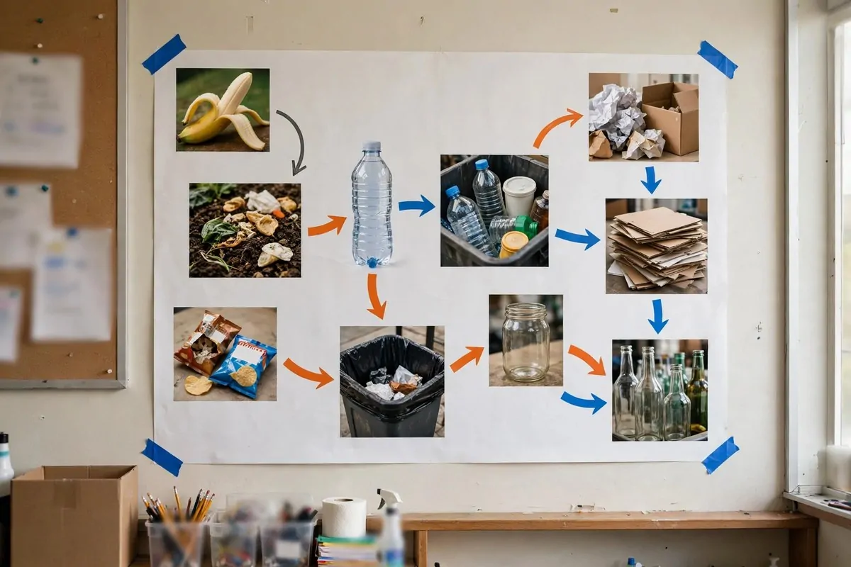 Tidy tubs for scrap paper and early finisher activities in a classroom