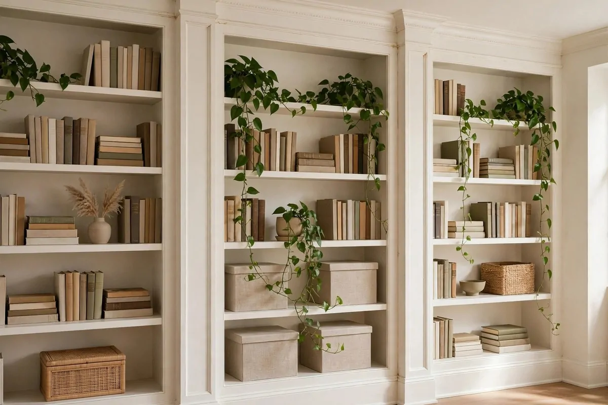 27 Ikea Office Ideas That Look Custom-Made 2 Home office with IKEA BILLY bookcases finished with crown molding and painted as built-ins
