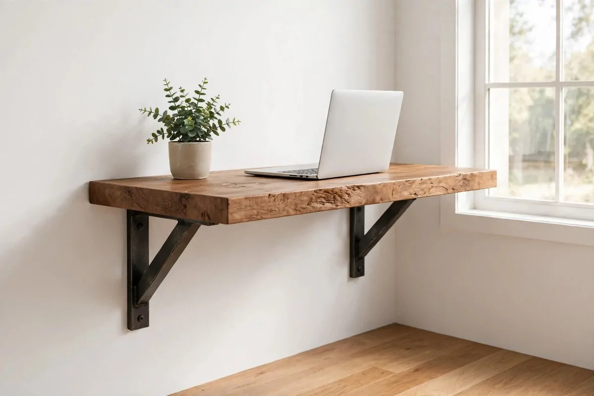 27 Ikea Office Ideas That Look Custom-Made 13 Floating desk mounted on wall brackets in a small bright office nook