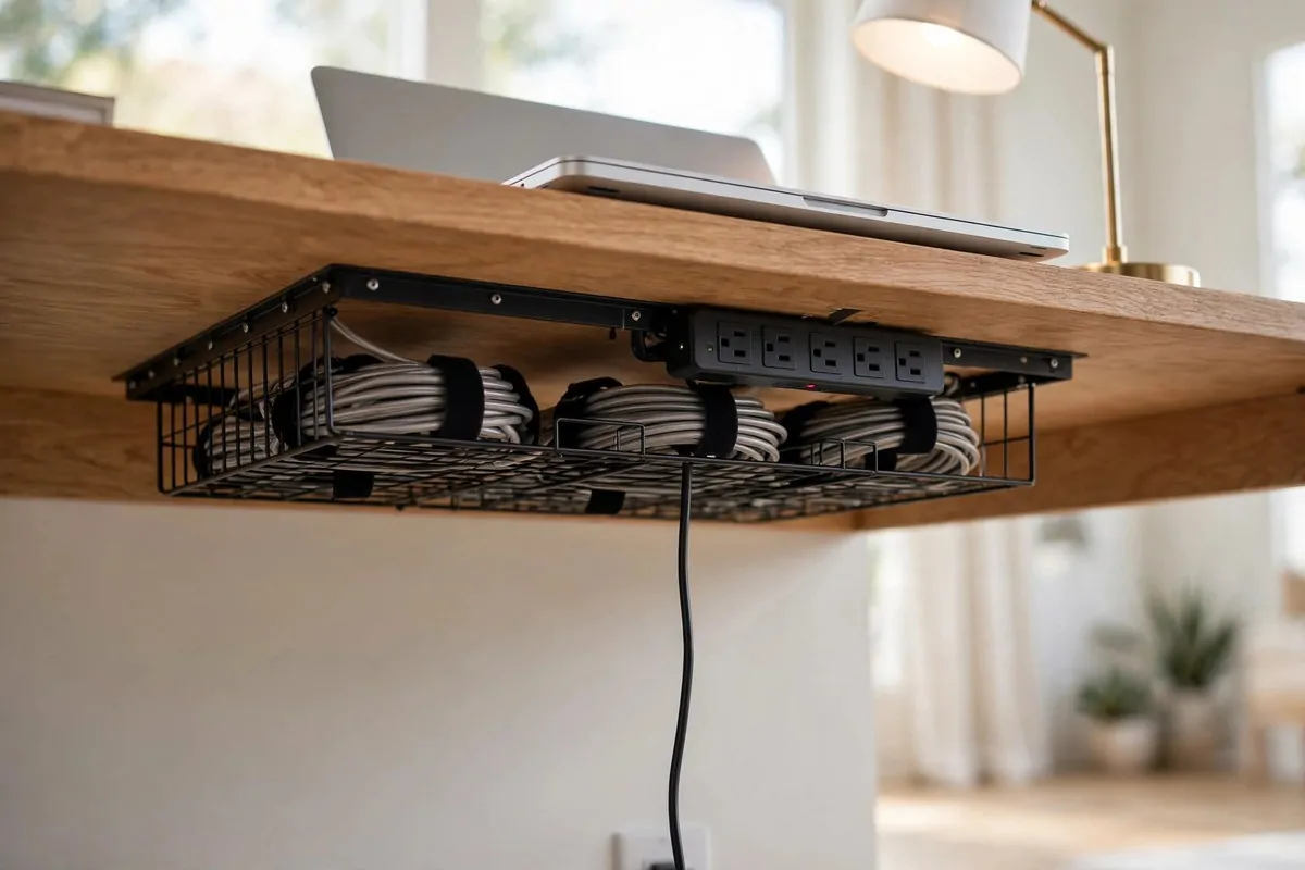27 Ikea Office Ideas That Look Custom-Made 23 Clean home office desk with hidden cable management tray underneath