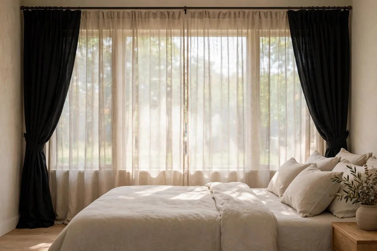 30 Bedroom Inspirations for Your Most Relaxing Room Yet 7 Linen curtains filtering soft daylight in a bedroom