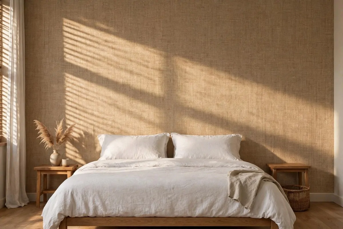 30 Bedroom Inspirations for Your Most Relaxing Room Yet 12 Textured grasscloth wallpaper on a bedroom accent wall
