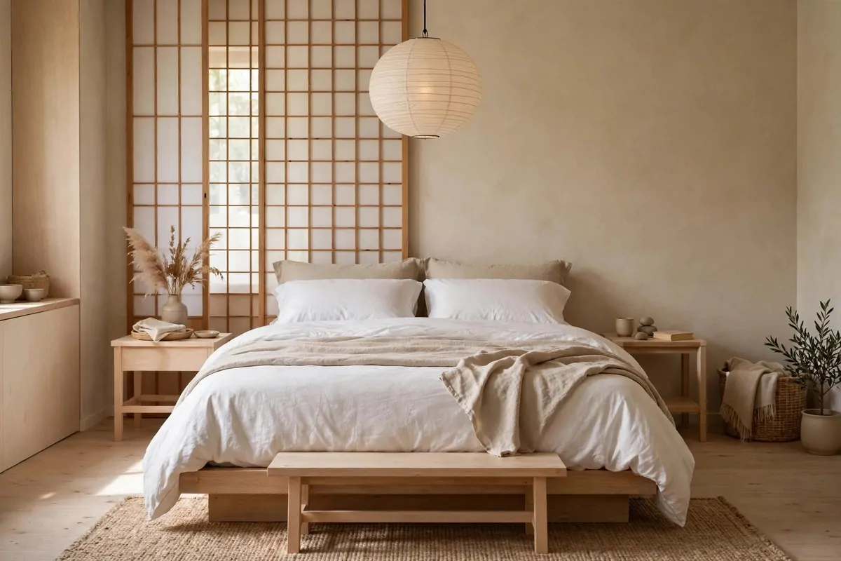 30 Bedroom Inspirations for Your Most Relaxing Room Yet 15 Minimal Japandi bedroom with a low platform bed