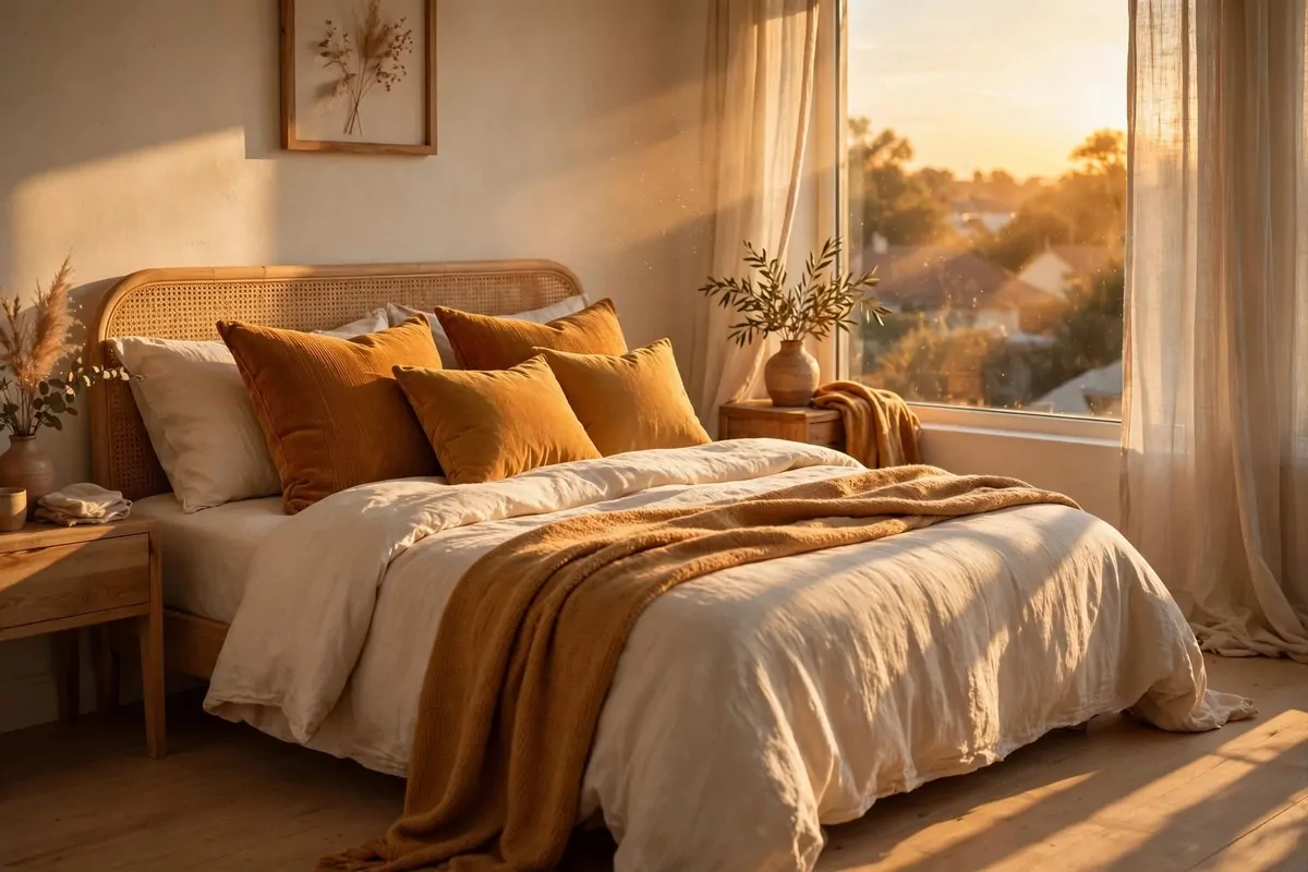 30 Bedroom Inspirations for Your Most Relaxing Room Yet 28 Matching wooden nightstands flanking a bed