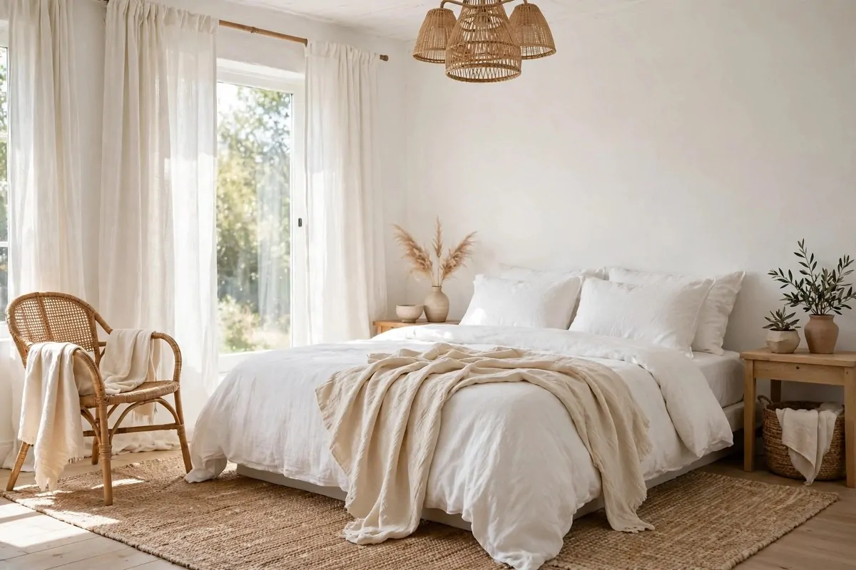 30 Bedroom Inspirations for Your Most Relaxing Room Yet 29 Large soft rug under a bed in a calm bedroom