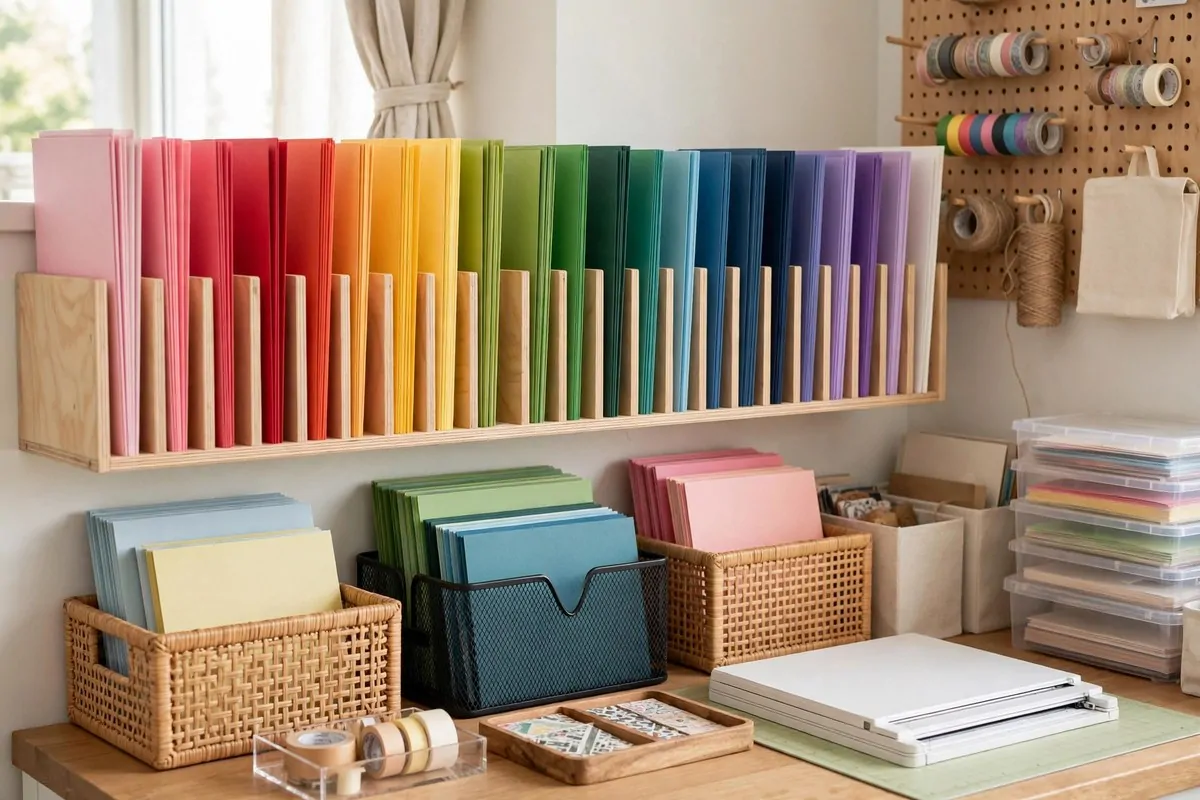 Paper station with sorted cardstock