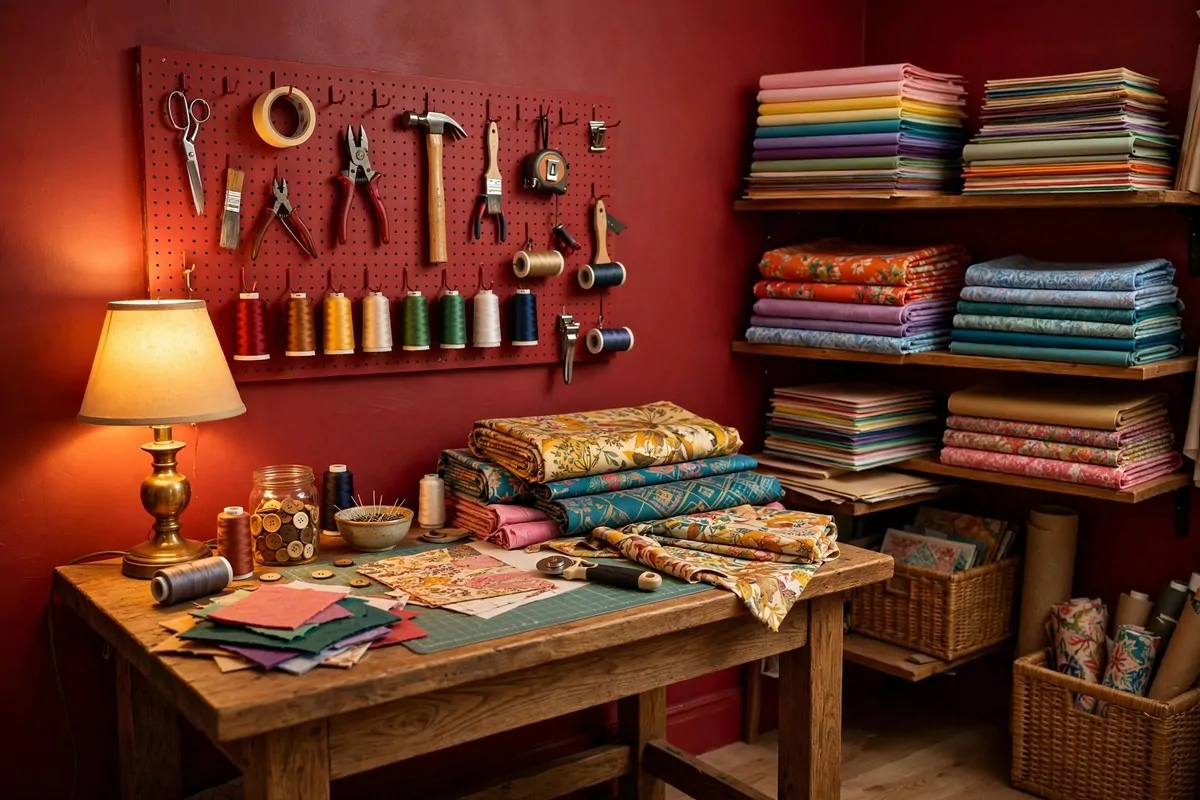Ruby red craft room