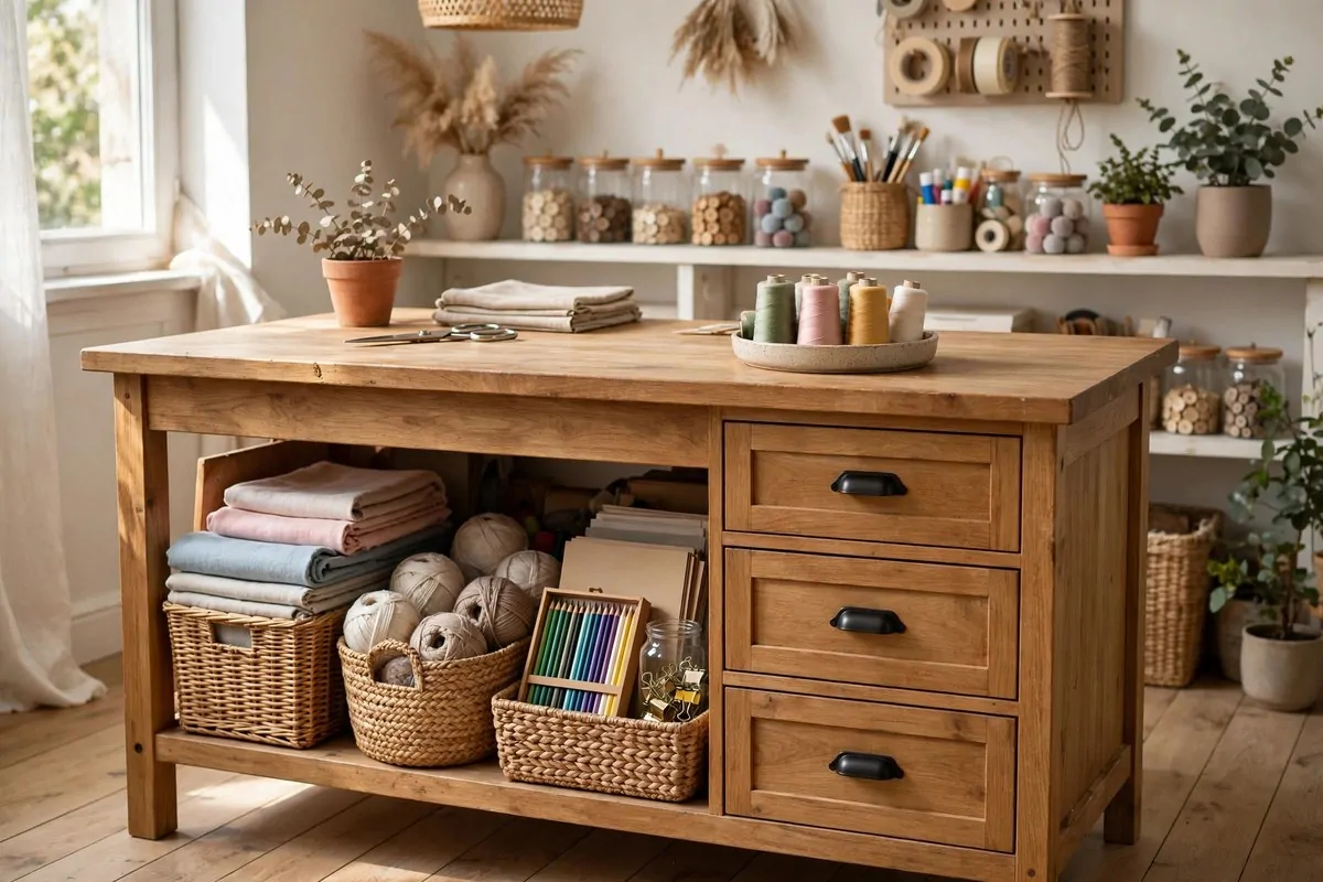 Storage hidden under the craft table