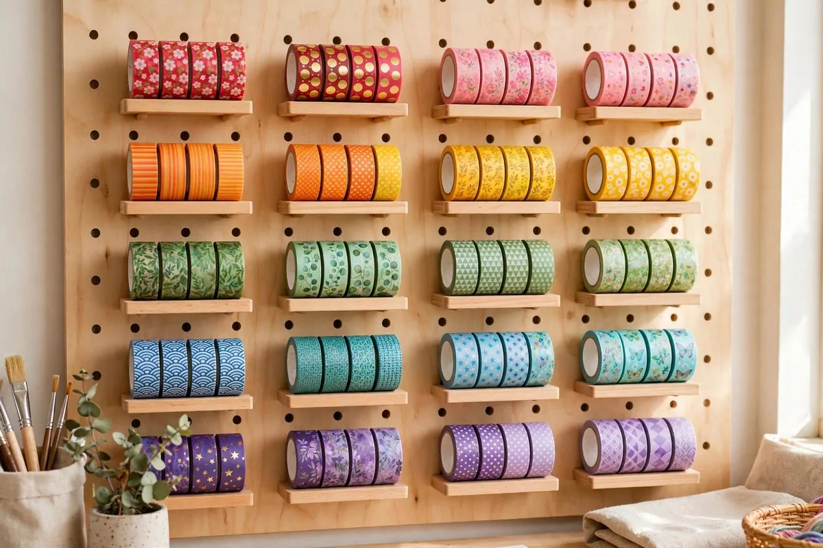 Rainbow wall of washi tape